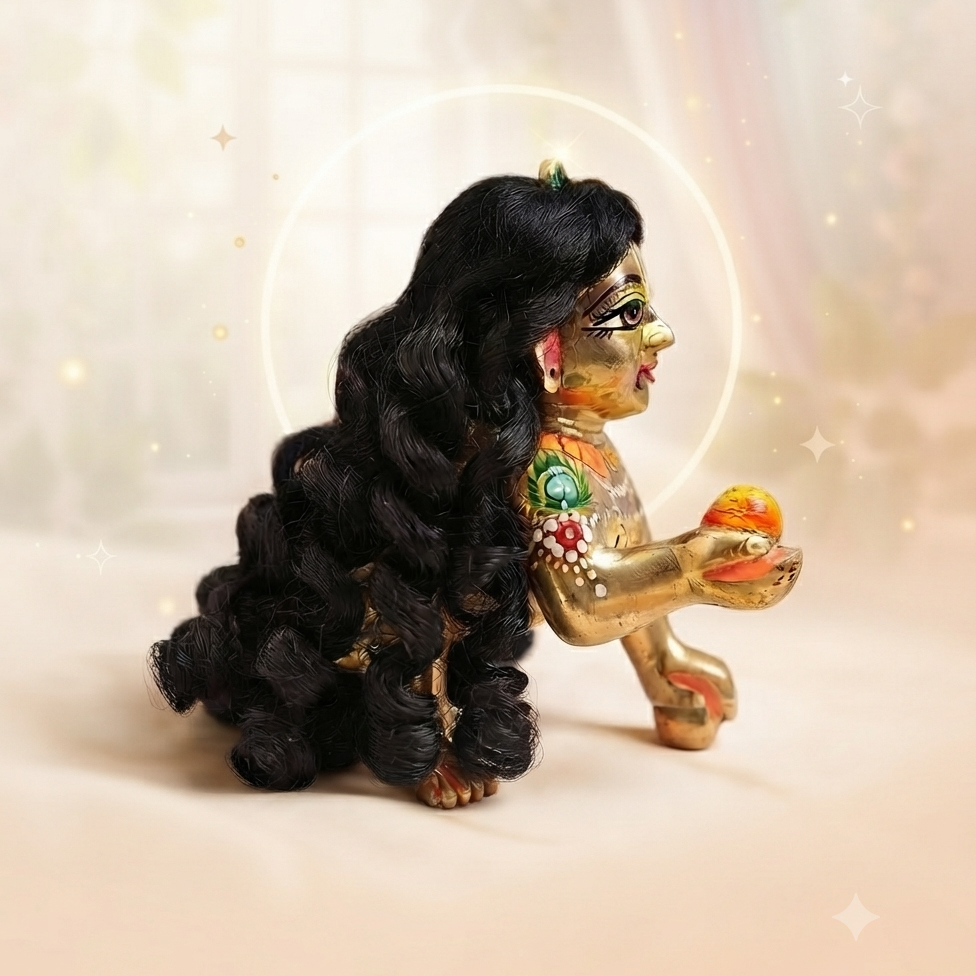 Laddu Gopal Curly Hair | Premium Hair Shringar Accessory | Traditional Hair for Laddu Gopal Ji