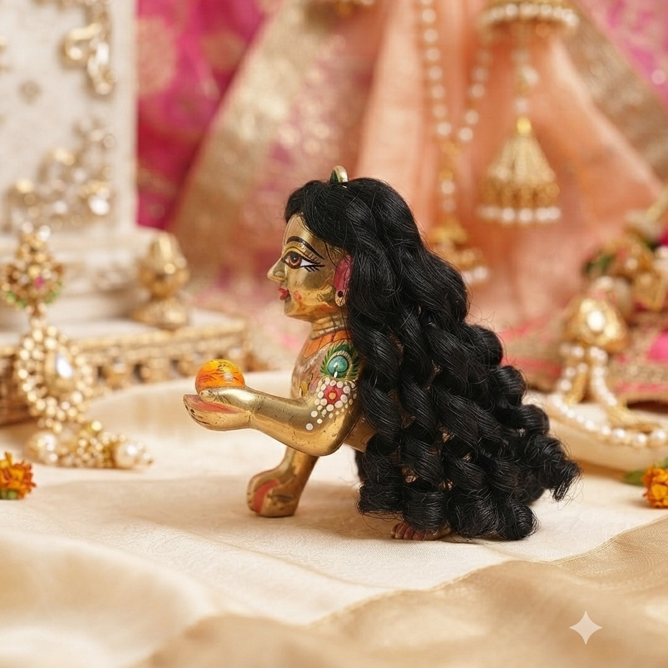 Laddu Gopal Curly Hair | Premium Hair Shringar Accessory | Traditional Hair for Laddu Gopal Ji