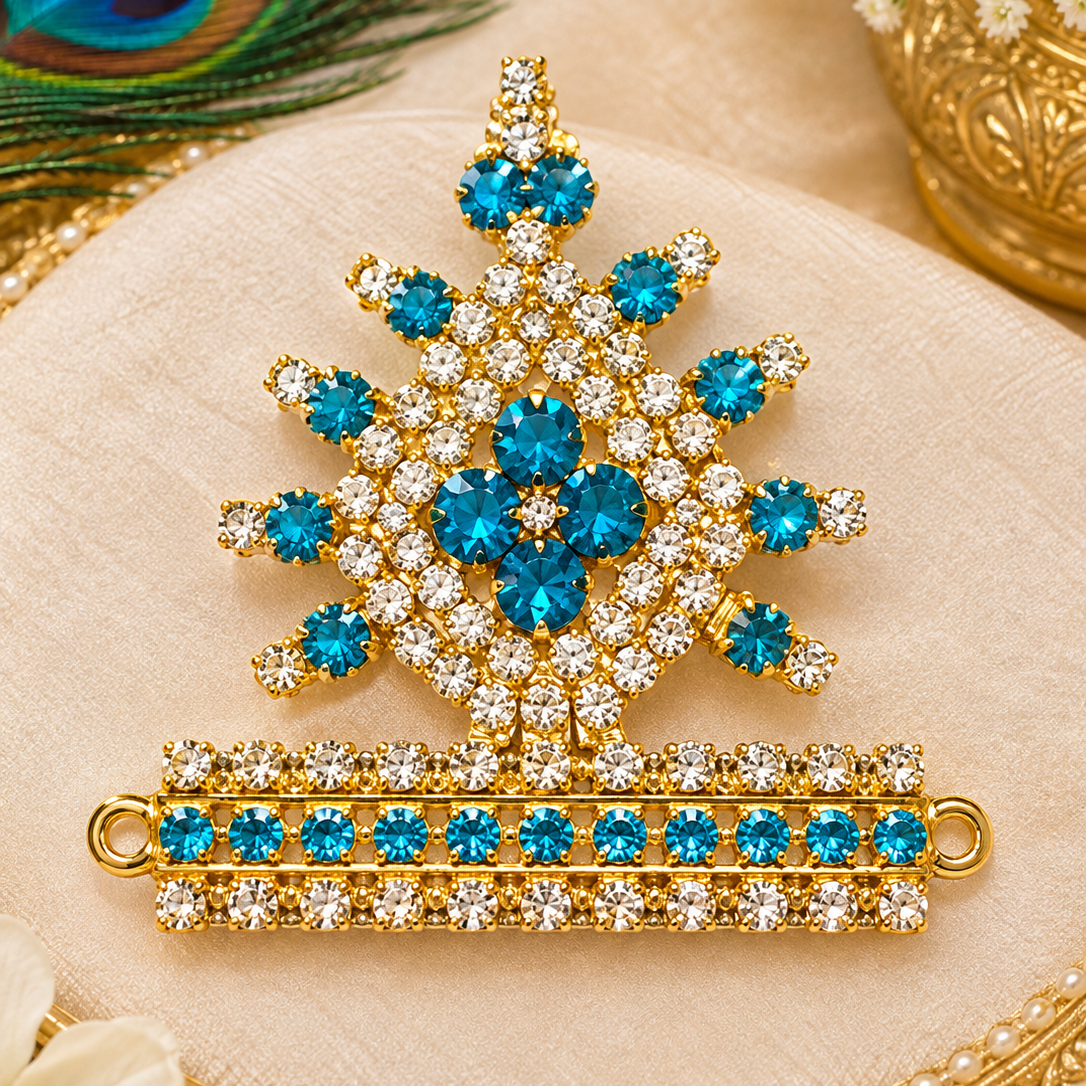 Krishna Ji Jarkan Mukut | Laddu Gopal Stone Studded Crown | Traditional Deity Mukut for Shringar size 2 to 6