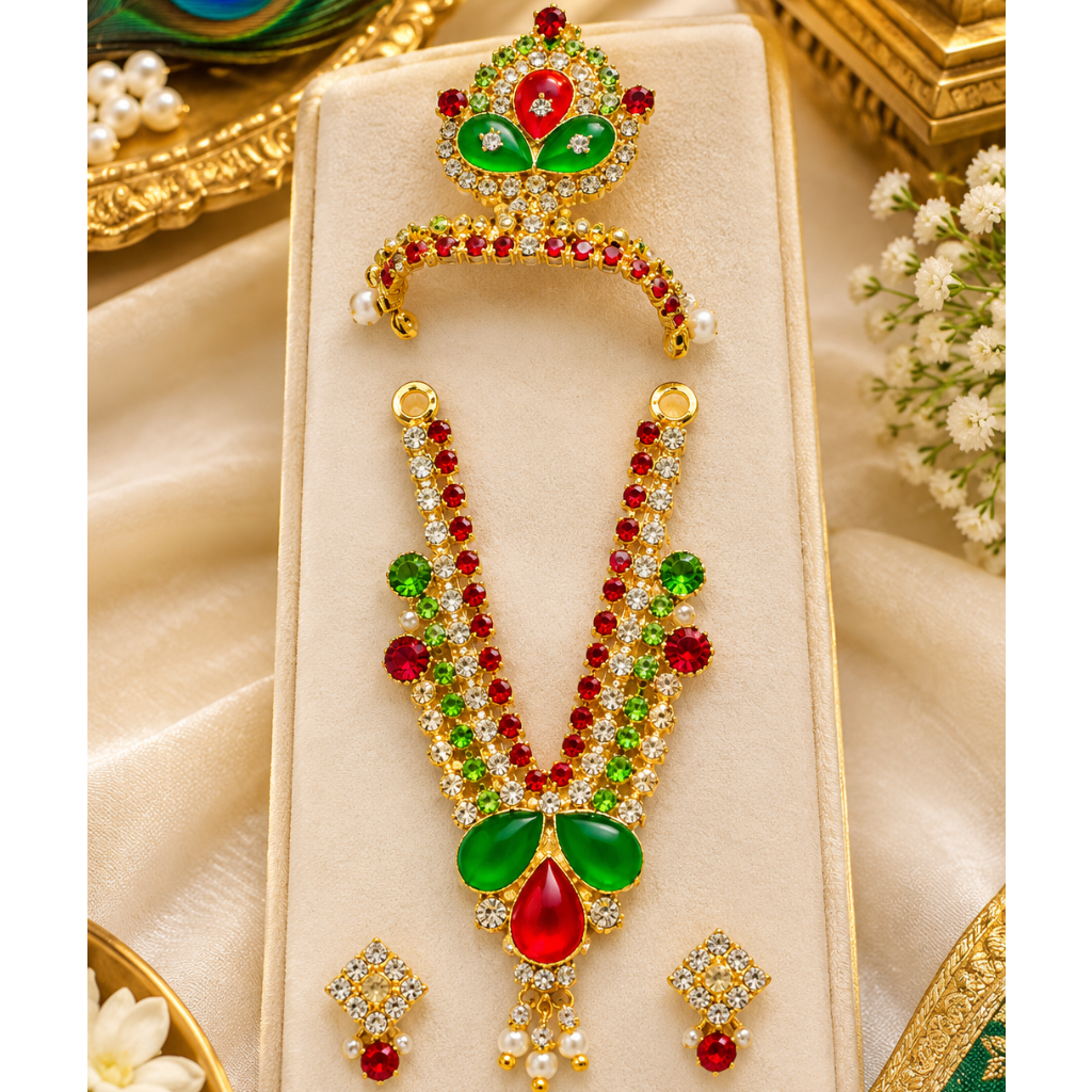 Royal Jarkan Krishna Shringar Set | Premium Designer Jewellery Set | Elegant Krishna Ji Adornment Size 2 to 6