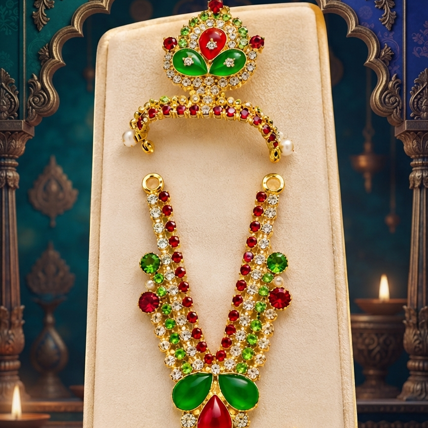 Royal Jarkan Krishna Shringar Set | Premium Designer Jewellery Set | Elegant Krishna Ji Adornment Size 2 to 6