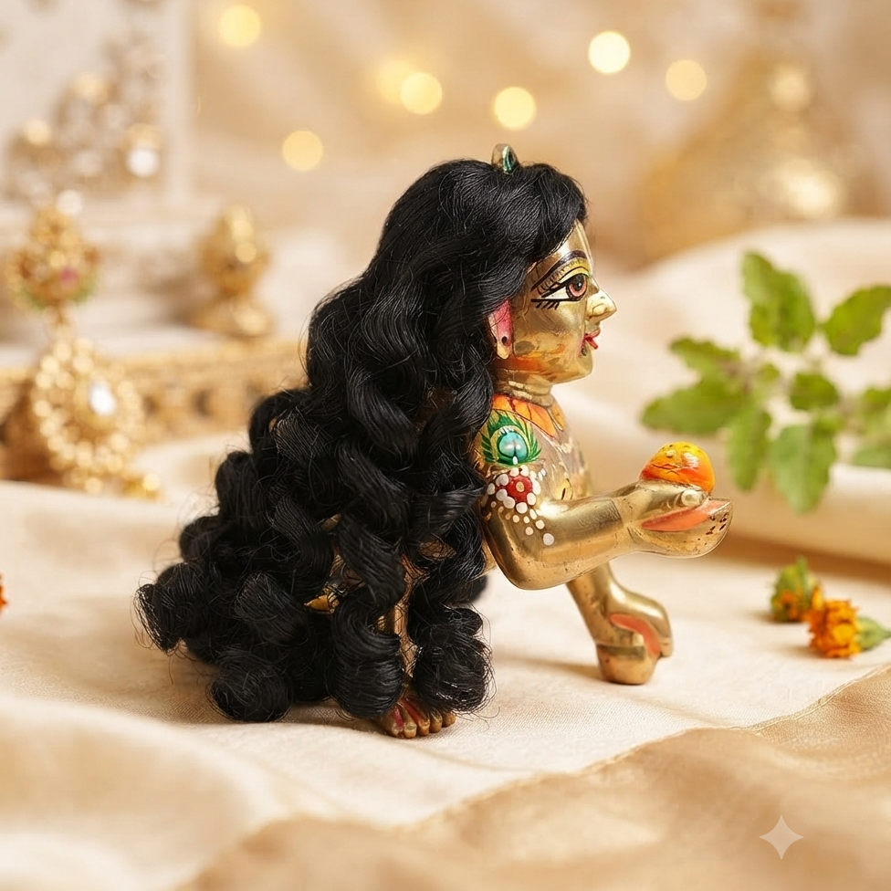 Laddu Gopal Curly Hair | Premium Hair Shringar Accessory | Traditional Hair for Laddu Gopal Ji