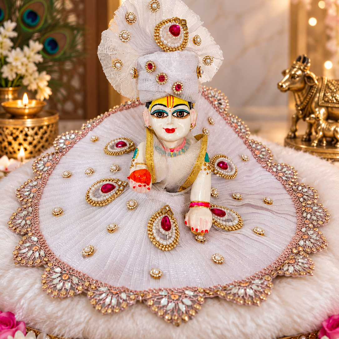 Premium White laddu ji Dress
