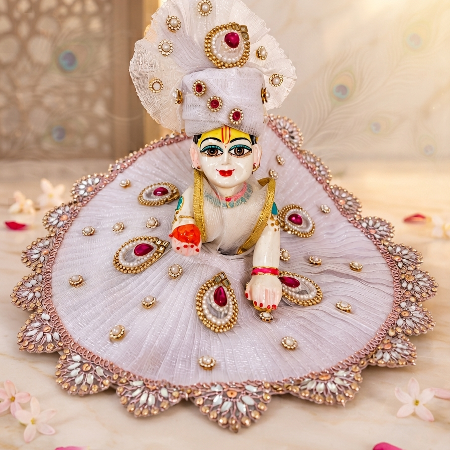 Premium White laddu ji Dress