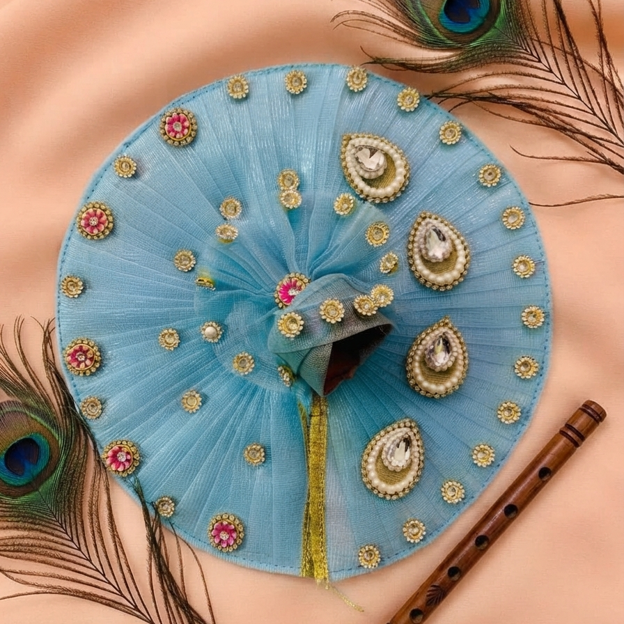 Sky Blue Crystal Designer Poshak
