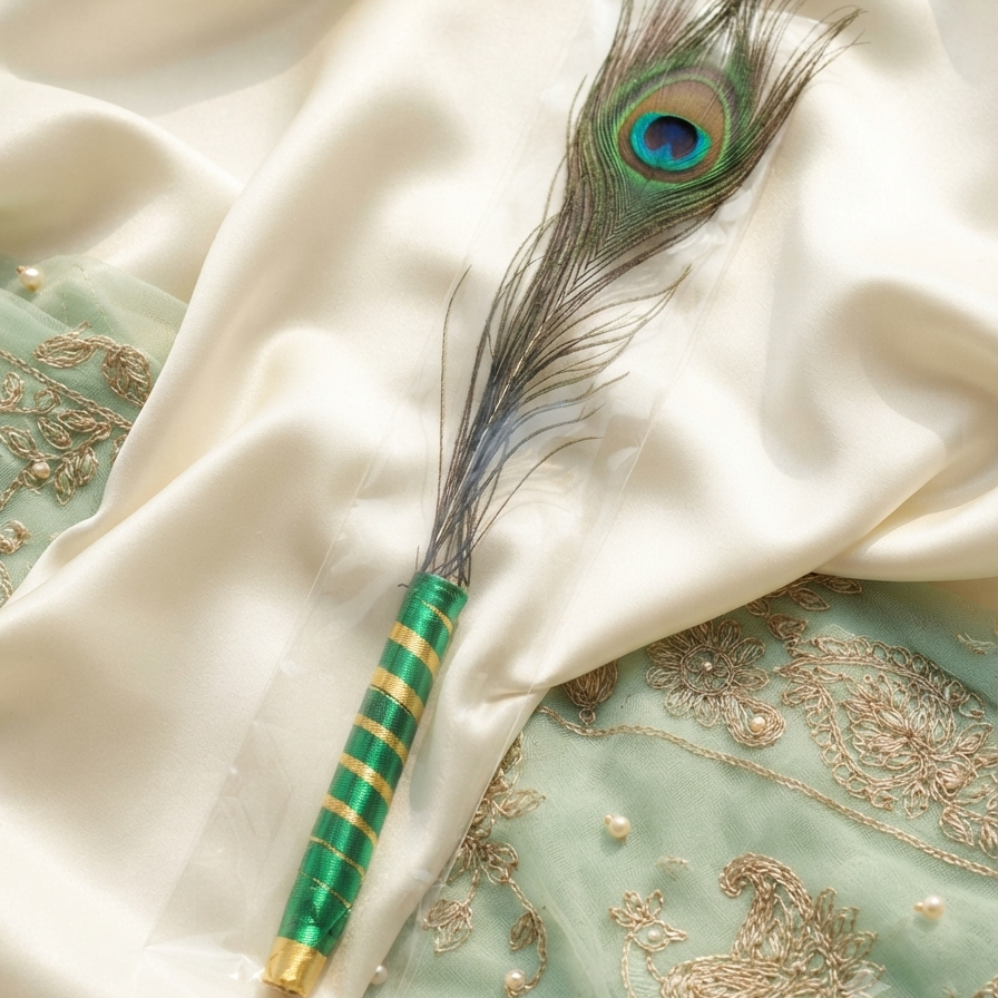 Royal Peacock Feather Mor Chadi | Premium Designer Shringar Accessory | Elegant Krishna Ji Adornment