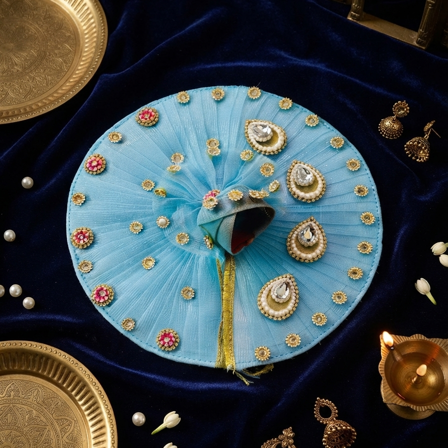 Sky Blue Crystal Designer Poshak