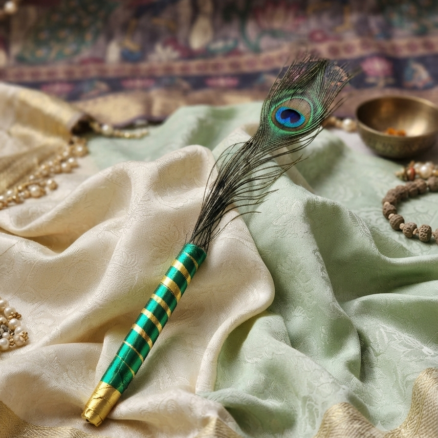 Royal Peacock Feather Mor Chadi | Premium Designer Shringar Accessory | Elegant Krishna Ji Adornment