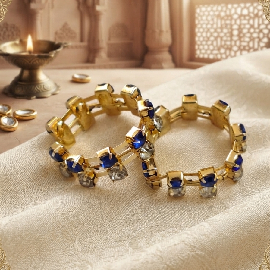 Handcrafted Kanha Ji Crystal Bangles | Traditional Divine Shringar | Elegant Gold-Plated Deity Ornaments