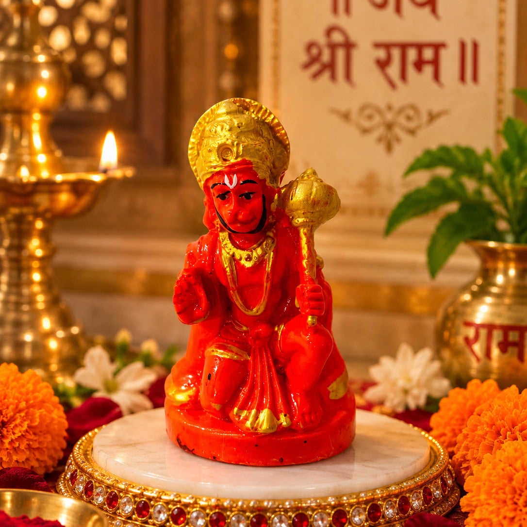 Hanuman Ji Murti with Gada | Bajrangbali Idol for Home Temple | Sankat Mochan Statue for Pooja