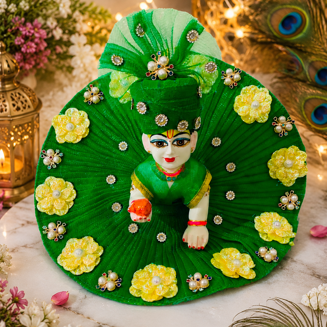 Yellow Floral Thakur Ji Outfit