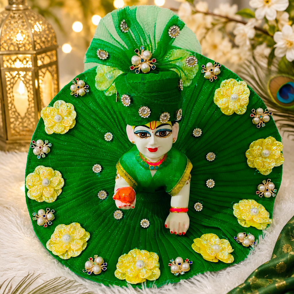 Yellow Floral Thakur Ji Outfit